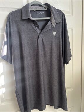 Under Armour Men's Dark Gray Heather Polo with Small Chest Logo